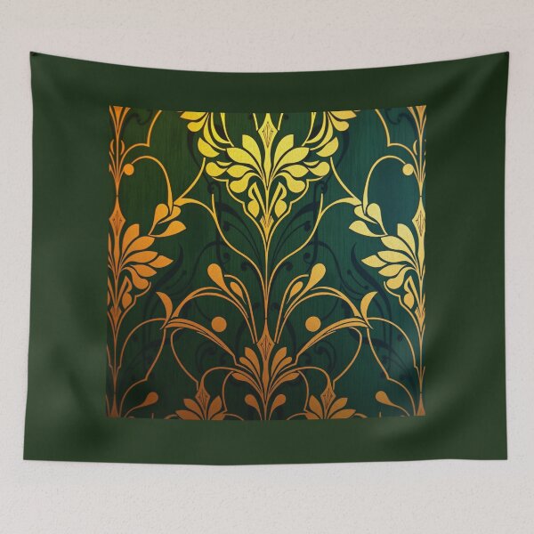 Item preview, Art Deco Green and Gold Wallpaper designed and sold by momgraves.