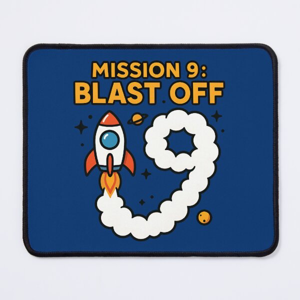 Item preview, Mission 9 Blast Off Space Rocket 9th Birthday Kids designed and sold by Blok45.
