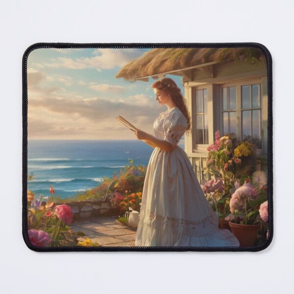 Item preview, Elegant Victorian Woman Reading the letter Beside the Sea designed and sold by BlareBlare.