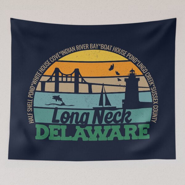 Item preview, Long Neck Delaware Retro Sunset Local Pride Logo  designed and sold by CRHPOD20.