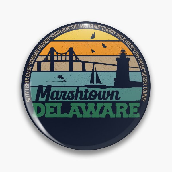 Item preview, Marshtown Delaware Retro Sunset Local Pride Logo  designed and sold by CRHPOD20.