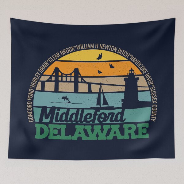 Item preview, Middleford Delaware Retro Sunset Local Pride Logo  designed and sold by CRHPOD20.