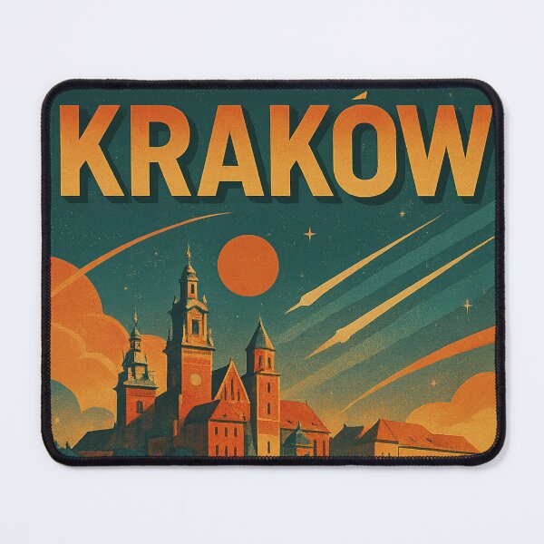 Item preview, Krakow Retro Futuristic Poster | Krakow City Art | Krakow Vintage Design | Krakow Sci-Fi Style | Krakow Travel Poster | Krakow Illustration | Krakow Architecture | Krakow Aesthetic designed and sold by Patternomania.