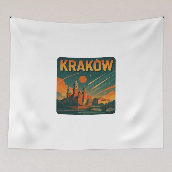 Item preview, Krakow Retro Futuristic Poster | Krakow City Art | Krakow Vintage Design | Krakow Sci-Fi Style | Krakow Travel Poster | Krakow Illustration | Krakow Architecture | Krakow Aesthetic designed and sold by Patternomania.
