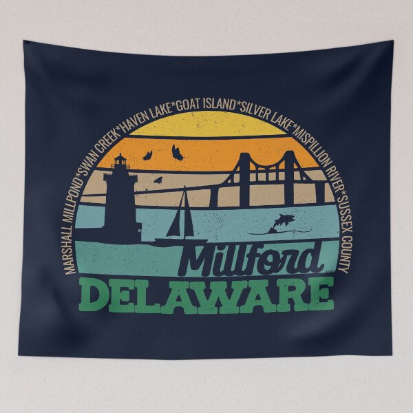 Item preview, Milford Delaware Retro Sunset Local Pride Logo  designed and sold by CRHPOD20.