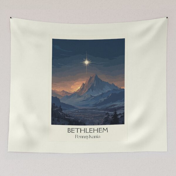 Item preview, Bethlehem Pennsylvania Vintage Travel Poster | Christmas City Art designed and sold by TuncGK.