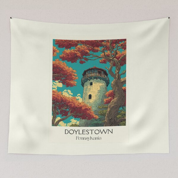 Item preview, Doylestown Pennsylvania Vintage Travel Poster | Bucks County Art designed and sold by TuncGK.