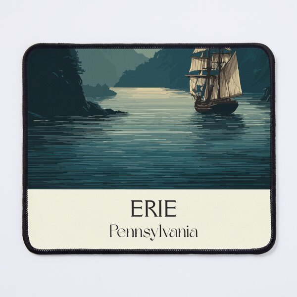 Item preview, Erie Pennsylvania Vintage Travel Poster | Great Lakes Sailing Art designed and sold by TuncGK.