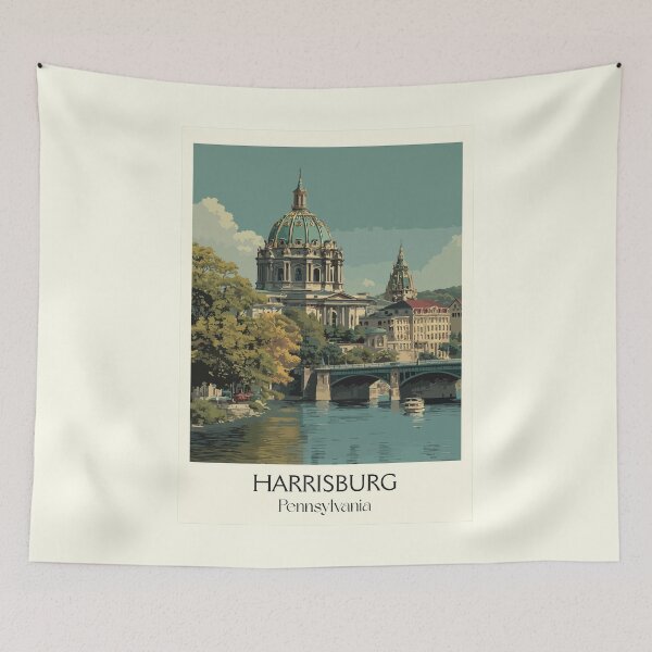 Item preview, Harrisburg Pennsylvania Vintage Travel Poster | State Capitol Art designed and sold by TuncGK.