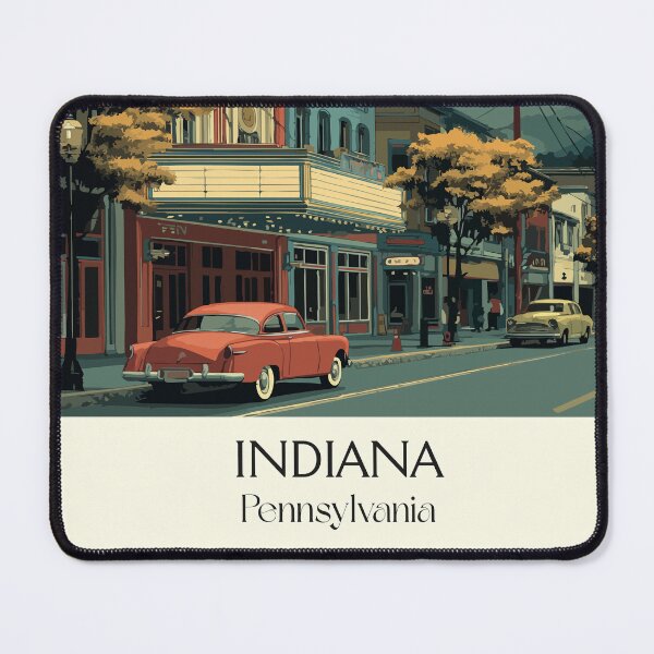 Item preview, Indiana Pennsylvania Vintage Travel Poster | Retro Main Street Art designed and sold by TuncGK.