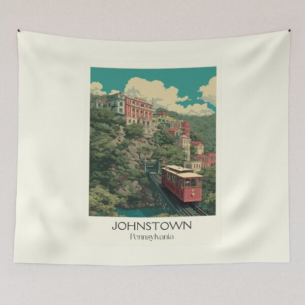 Item preview, Johnstown Pennsylvania Vintage Travel Poster | Historic Incline Art designed and sold by TuncGK.
