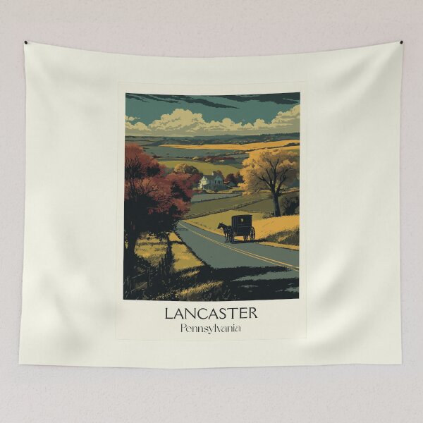 Item preview, Lancaster Pennsylvania Vintage Travel Poster | Amish Country Art designed and sold by TuncGK.
