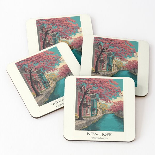 Item preview, New Hope Pennsylvania Vintage Travel Poster | Delaware River Town designed and sold by TuncGK.