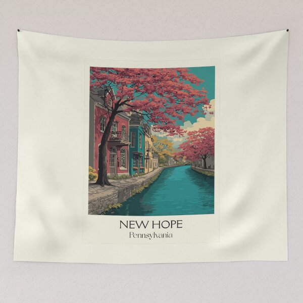Item preview, New Hope Pennsylvania Vintage Travel Poster | Delaware River Town designed and sold by TuncGK.
