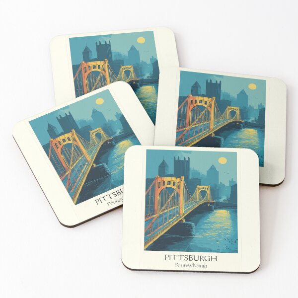 Item preview, Pittsburgh Pennsylvania Vintage Travel Poster | City of Bridges Art designed and sold by TuncGK.