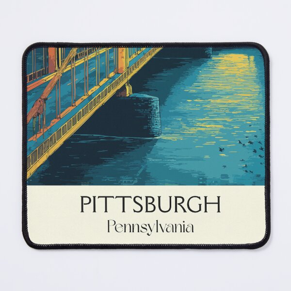 Item preview, Pittsburgh Pennsylvania Vintage Travel Poster | City of Bridges Art designed and sold by TuncGK.