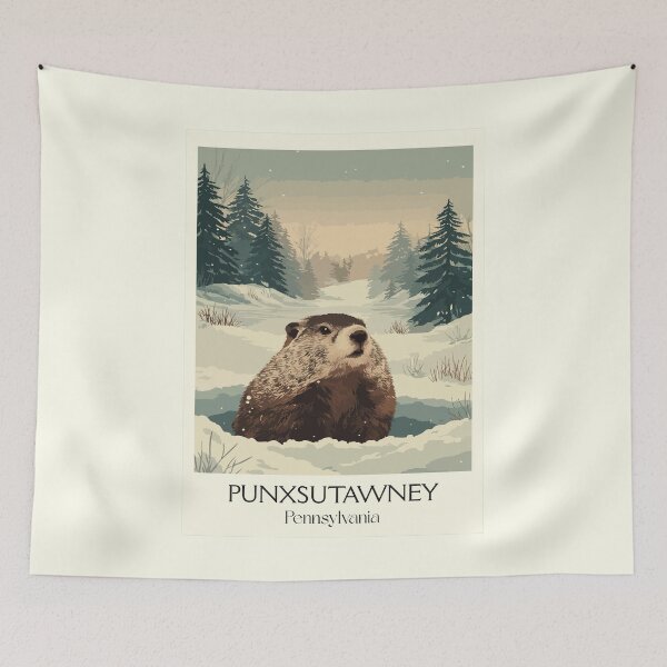 Item preview, Punxsutawney Pennsylvania Vintage Travel Poster | Famous Forecaster Art designed and sold by TuncGK.