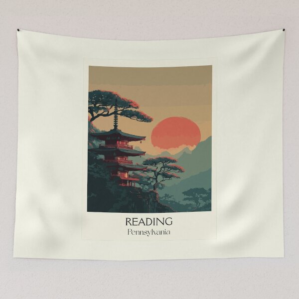 Item preview, Reading Pennsylvania Vintage Travel Poster | Pagoda on the Mountain designed and sold by TuncGK.