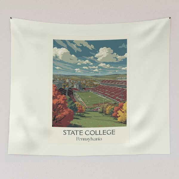 Item preview, State College Pennsylvania Vintage Travel Poster | Happy Valley Art designed and sold by TuncGK.