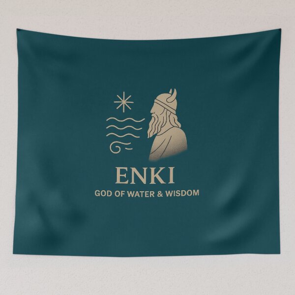 Item preview, Enki – God of Water & Wisdom (Mesopotamian Mythology Design) designed and sold by Bratak.