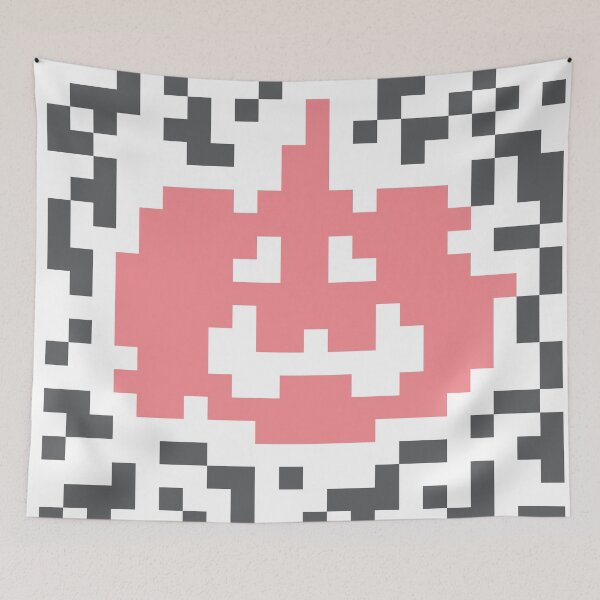 Aperçu de l'œuvre Code QR de citrouille bitmap rose d'Halloween créée et vendue par storieslanguage.