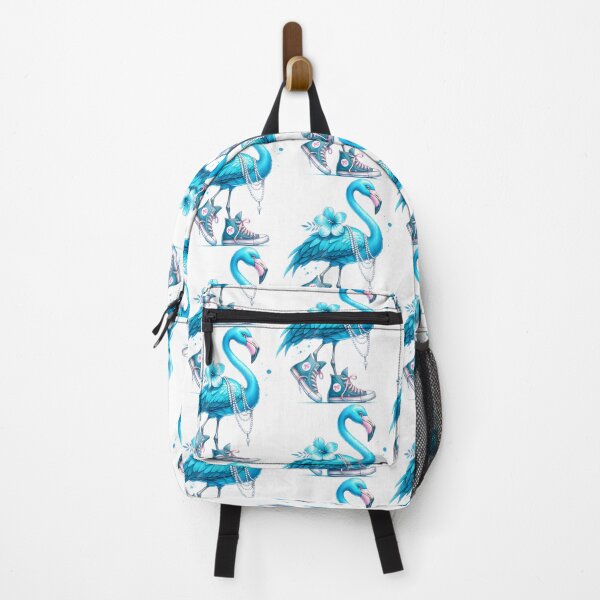 Item preview, Glamorous Blue Flamingo: Stylish High Tops, Pearls & Tropical Flower Art designed and sold by COOPERFRINK.