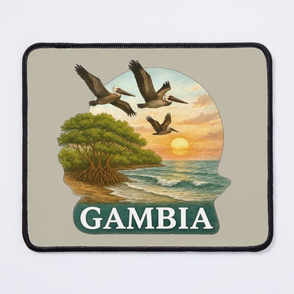 Item preview, Gambia Coastal Sunset - Pelicans, Mangroves & Ocean designed and sold by Myra365Art.