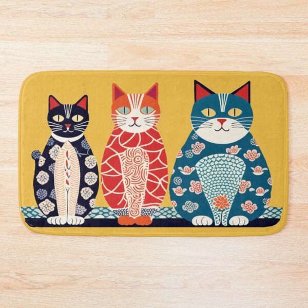 Item preview, Navy, Red, and Black Cats – Ukiyo-e Style Size-Graded Trio designed and sold by LEO'S CREATURE　れおずくりーちゃー.