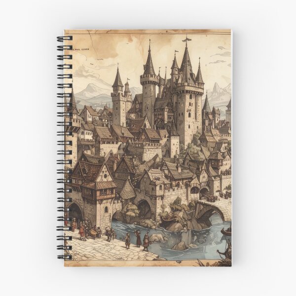 Aperçu de l'œuvre Carte de la ville médiévale fantastique créée et vendue par SlamPrint.