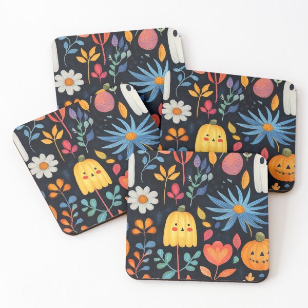 Item preview, Spooky Cute Ghosts& Pumpkins with Autumn Foliage Colorful Halloween Pattern designed and sold by GolDreamShop.