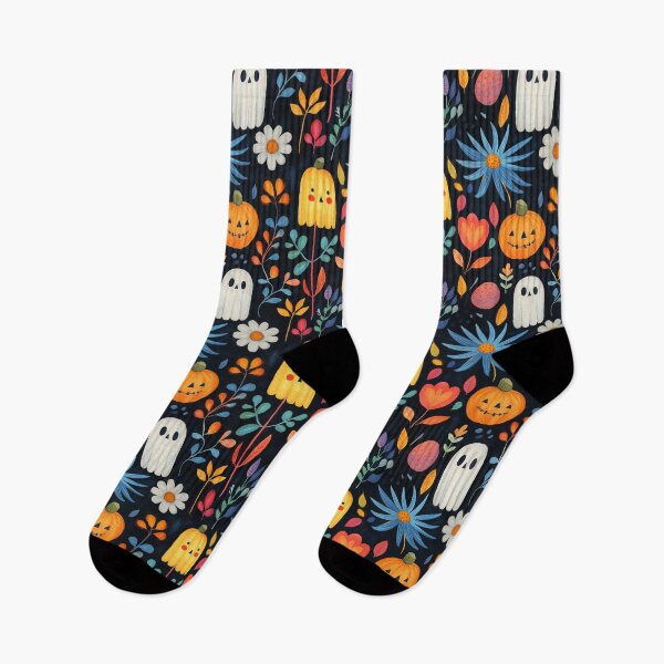 Item preview, Spooky Cute Ghosts& Pumpkins with Autumn Foliage Colorful Halloween Pattern designed and sold by GolDreamShop.