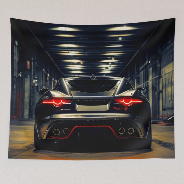 Item preview, Rear view of a sports car, mural sports car, Jaguar designed and sold by WishArtDesign.