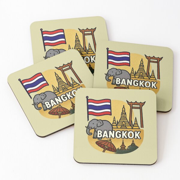 Item preview, Bangkok, Thailand – Temples, Elephant & Flag designed and sold by Myra365Art.