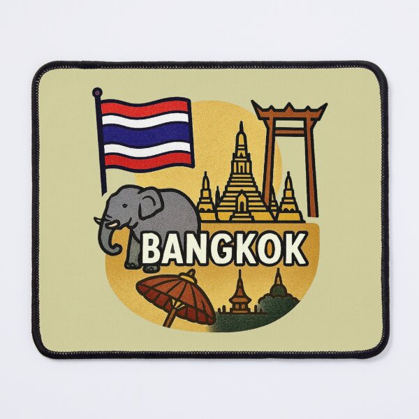 Item preview, Bangkok, Thailand – Temples, Elephant & Flag designed and sold by Myra365Art.