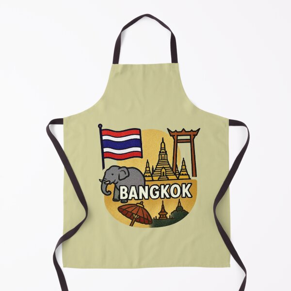 Item preview, Bangkok, Thailand – Temples, Elephant & Flag designed and sold by Myra365Art.