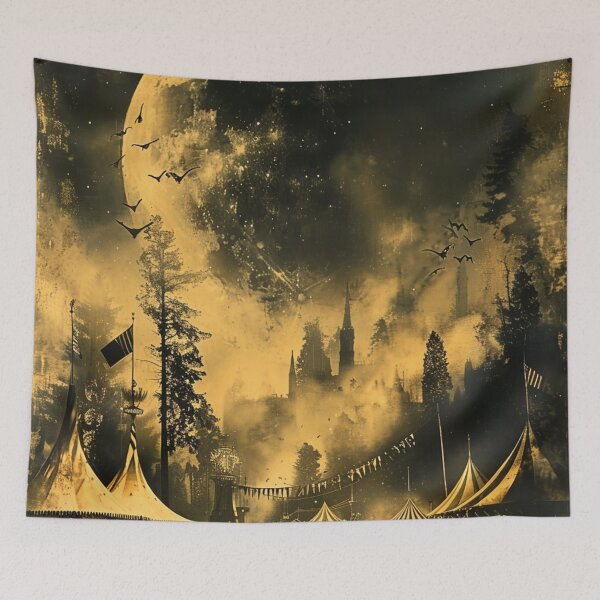 Item preview, mystical design of a festival with moon in the background, designed and sold by WishArtDesign.