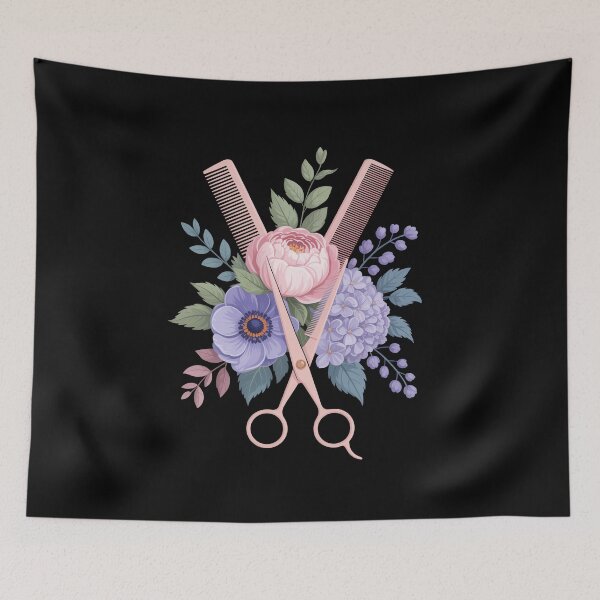 Item preview, Hairdresser Scissors Comb Flowers designed and sold by MooonTees.