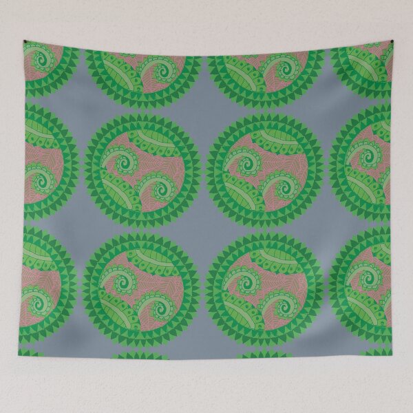 Item preview, Abstract geometric shapes repeating pattern - green designed and sold by Svasti Arts and Designs.