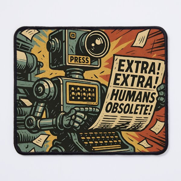 Item preview, Retro Robot - Vintage Sci-Fi Propaganda designed and sold by RobotAIArt.