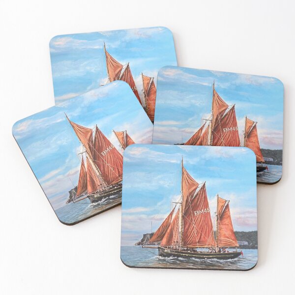 Item preview, Heritage sailing trawler Pilgrim Passing Berry Head and the Berry Head Hotel  designed and sold by Mackenzie Moulton International Artist .