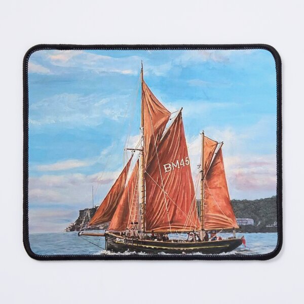 Item preview, Heritage sailing trawler Pilgrim Passing Berry Head and the Berry Head Hotel designed and sold by Mackenzie Moulton International Artist .