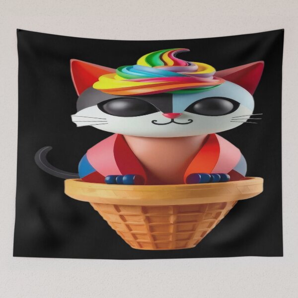 Item preview, Rainbow Kitten in an Ice Cream Cone – Kawaii Fantasy Illustration. designed and sold by Ralek.