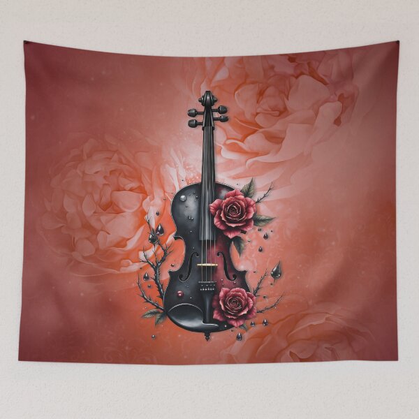 Item preview, Gothic black violin with red roses – Elegant dark art design designed and sold by nicky2342.