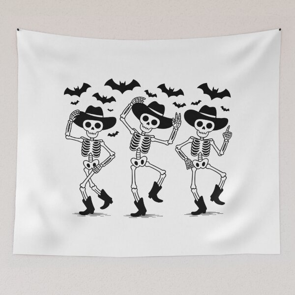 Item preview, Dancing skeleton spooky funny Halloween - cowboy dancing skull with bats  designed and sold by cocomelon168.