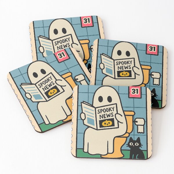 Item preview, Bathroom Break Ghost – Spooky News Reader Funny Halloween Tee designed and sold by ZoTo-Studio.