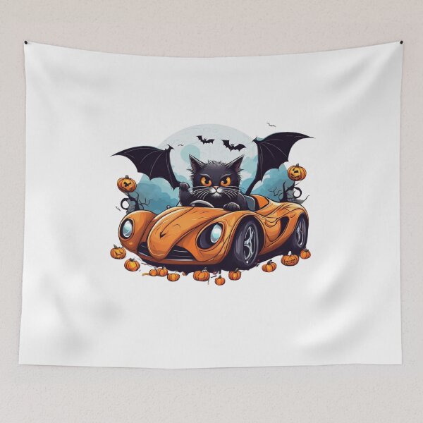 Item preview, Cute Black Cat Halloween Drive Design,Halloween Thrit designed and sold by SiripornSeaynng.