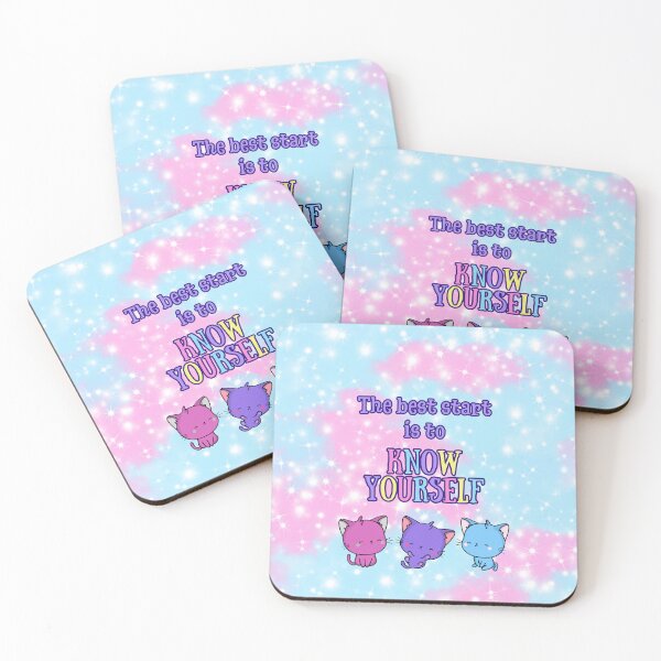 Item preview, The Best Start Is to Know Yourself | Cute Kawaii Cats & Galaxy Sparkle Quote designed and sold by MagicContOasis.