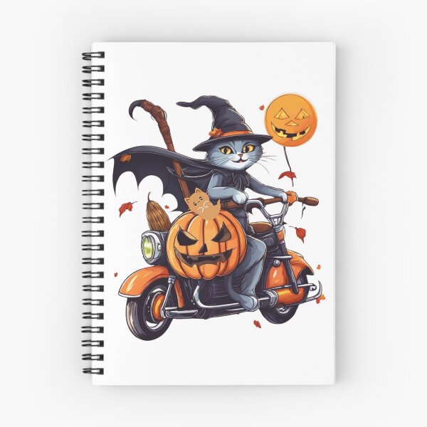 Item preview, Witchy Cat on Pumpkin Motorcycle Design,Halloween,Halloween thrit designed and sold by SiripornSeaynng.