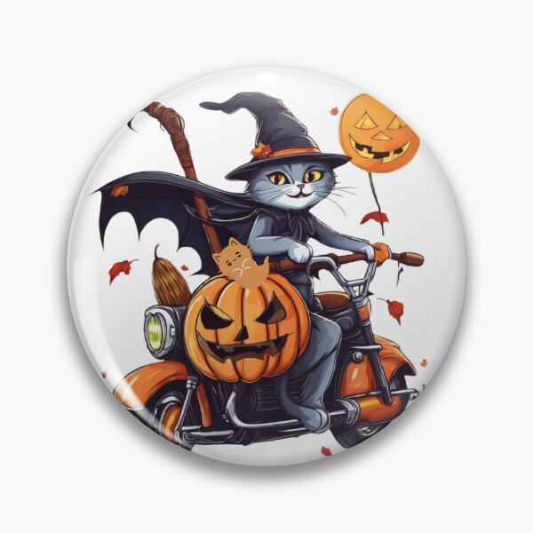 Item preview, Witchy Cat on Pumpkin Motorcycle Design,Halloween,Halloween thrit designed and sold by SiripornSeaynng.