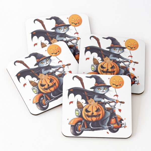 Item preview, Witchy Cat on Pumpkin Motorcycle Design,Halloween,Halloween thrit designed and sold by SiripornSeaynng.